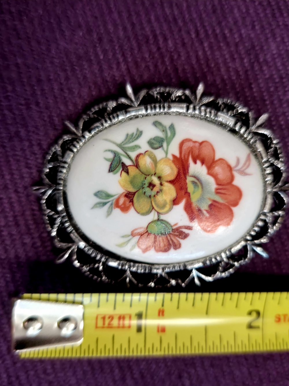 VTG Convertable Floral Porcelain Brooch